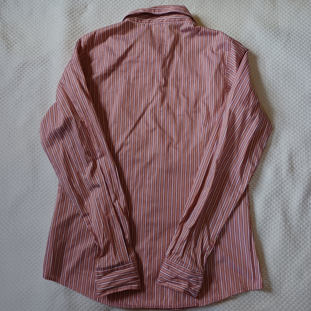 Cinch Women's Pink Striped Button Down Shirt with Floral Trim - Picture 8 of 9